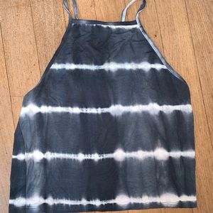 Navy & White Striped Halter Crop Top